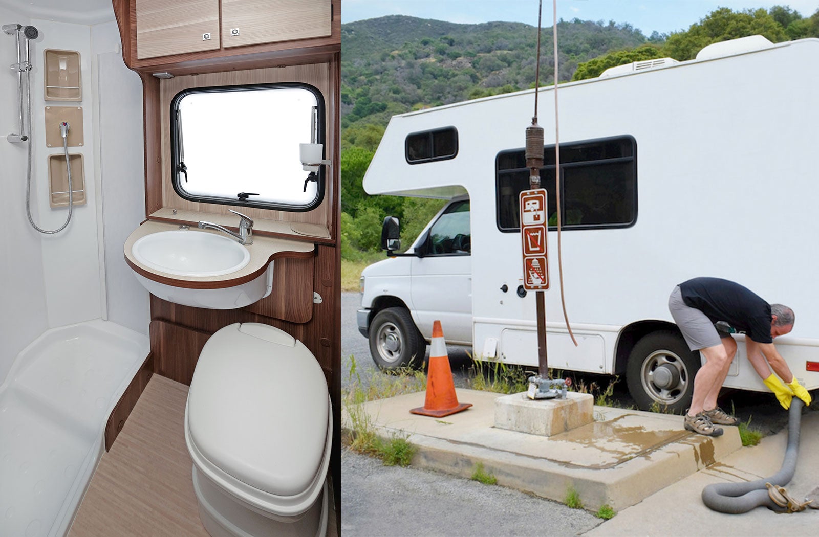 Portable RV/camper toilet and holding tank setup in Williamsport, Pennsylvania