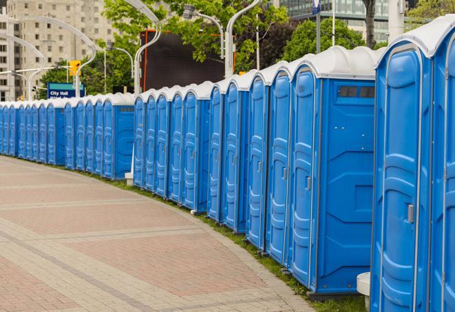 Seasonal porta potty units set up at a Williamsport, Pennsylvania venue
